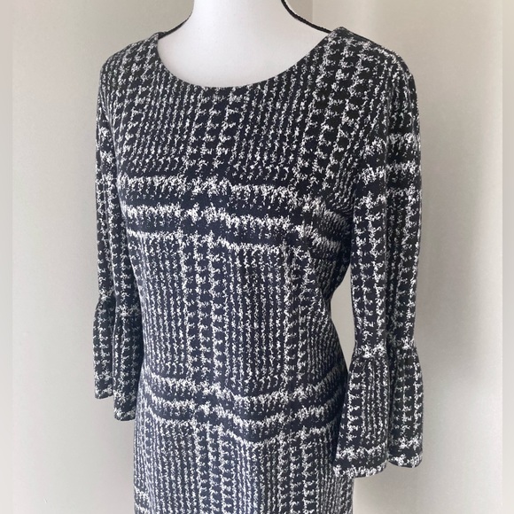 Talbots Bell Sleeve Gala Glen Plaid Sheath Dress Size 14 - Picture 4 of 9